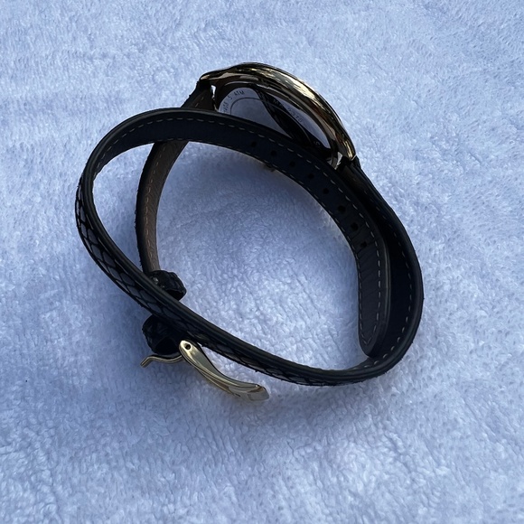 Michael Kors Gold Watch w/ Wrap Style Black Snakeskin Band - Picture 5 of 10